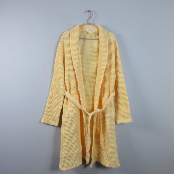 One Wednesday for the Jilly Box Women Bathrobe M Yellow Waffle Knit Lounge 712 - Picture 1 of 10